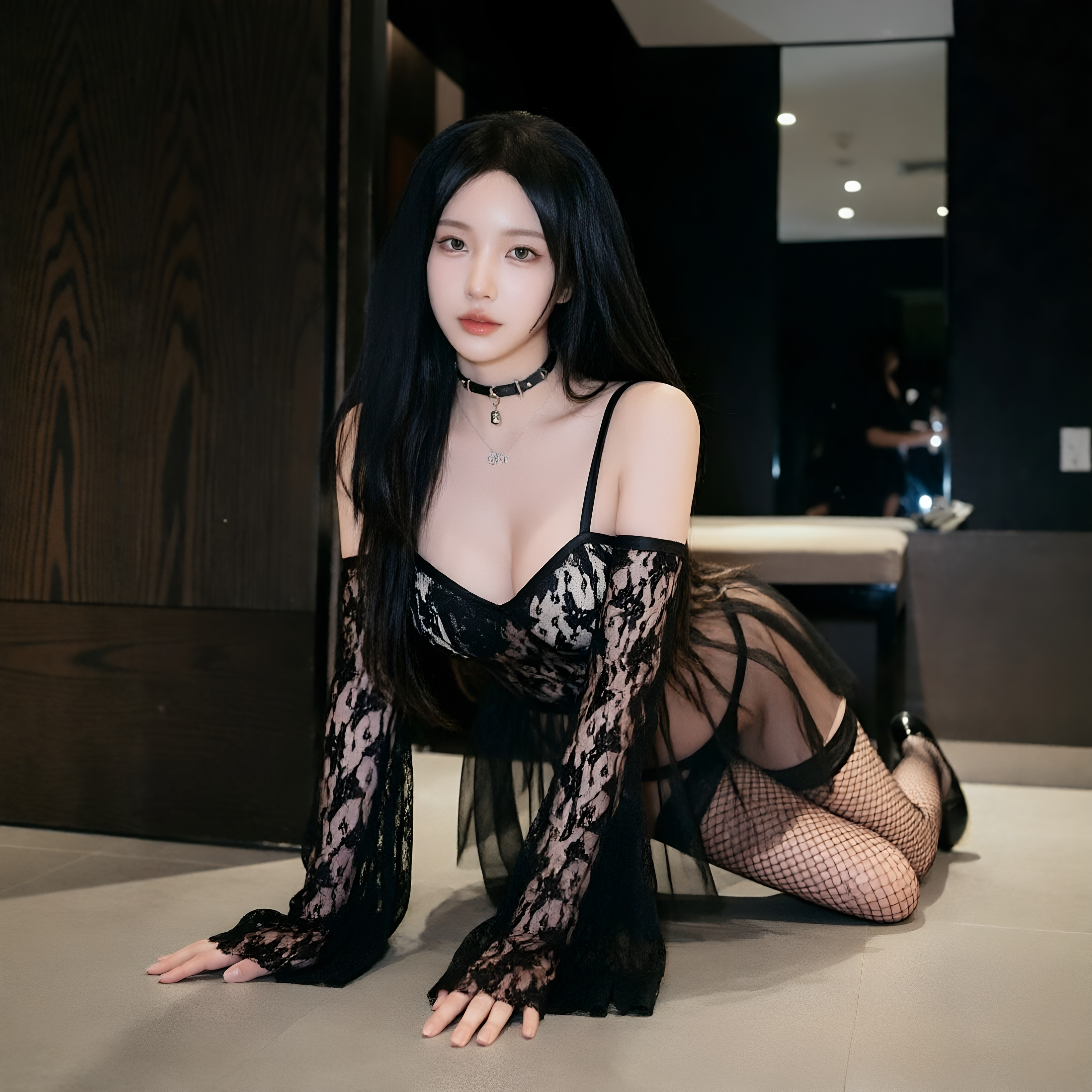 喵仆酱「暗黑婚旅」性感黑色婚纱制大尺度情深新娘睡裙
