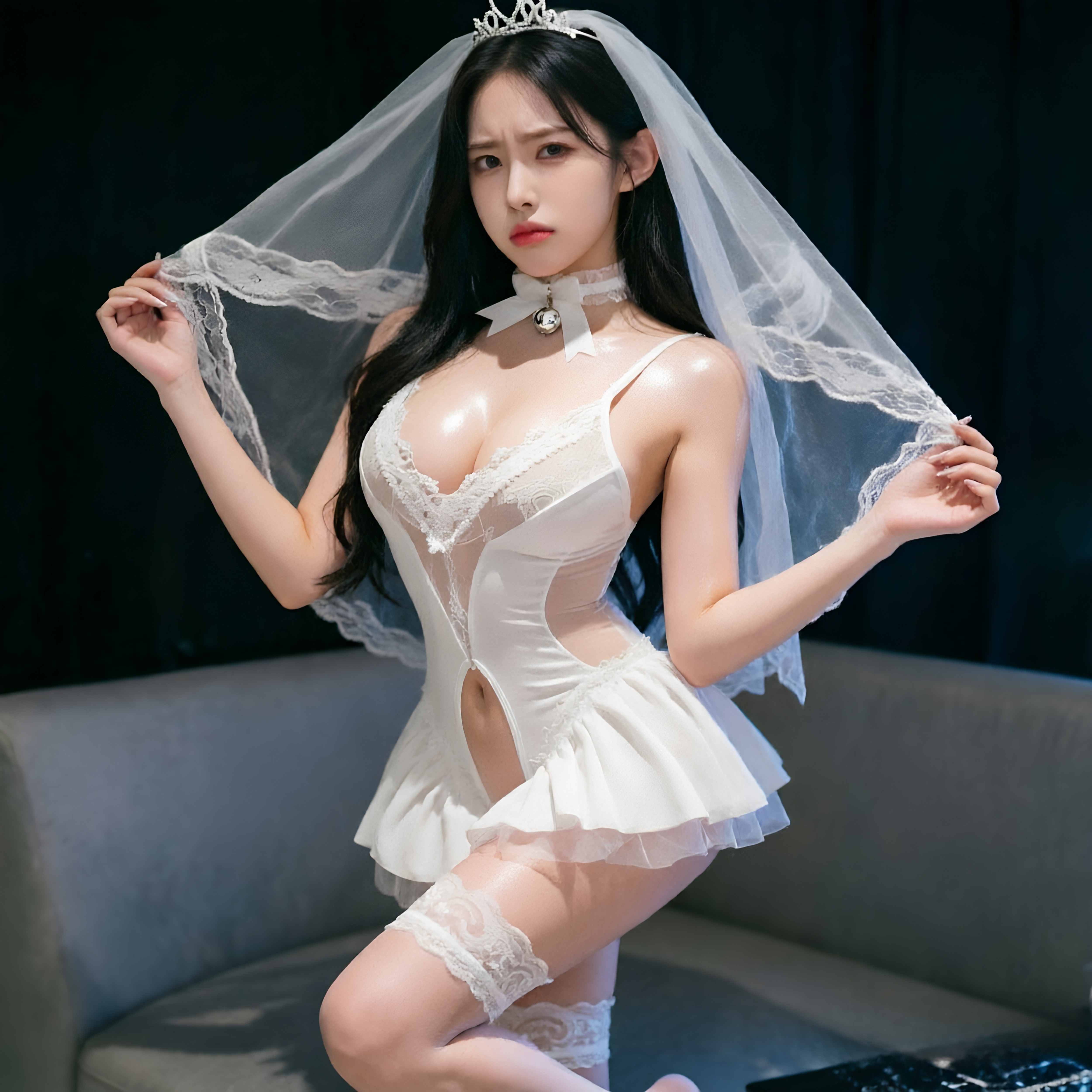 花嫁蕾丝肚兜女成人纯欲风睡衣新娘制服cos约会战袍性感衣服qqny