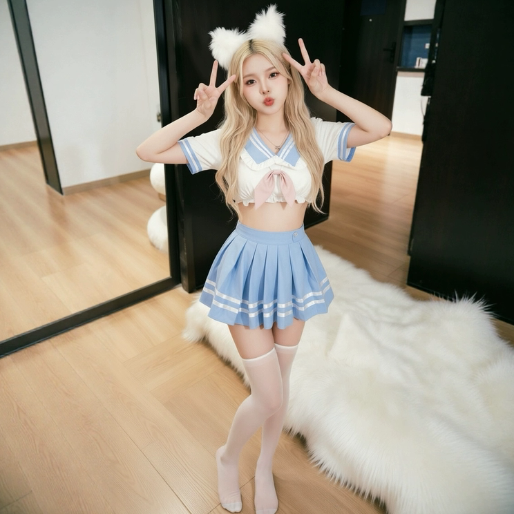 喵仆酱「青春气息」甜美露腰分体jk制服纯欲女成人禁欲系q趣衣服