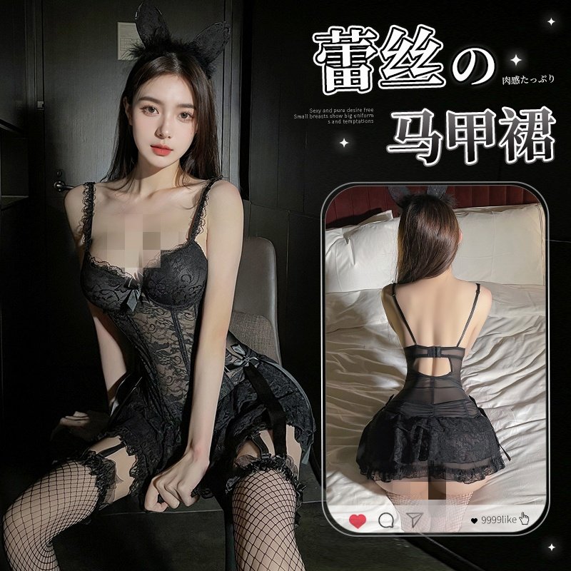 性感蕾丝花边深v聚拢蓬蓬公主裙