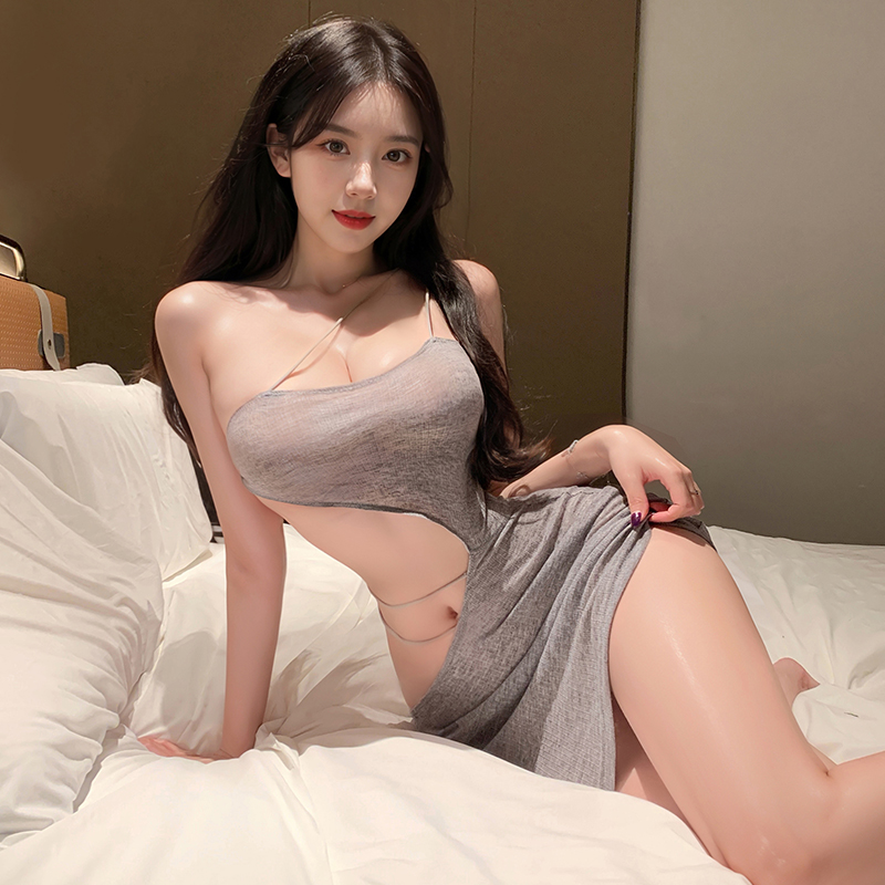 性感美背镂空抹胸OL秘书包臀睡裙露腰火辣网红跳舞连衣裙纯欲制服
