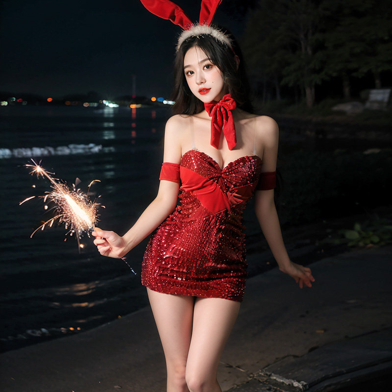 情趣内衣新娘红丝绒连衣裙夜店女图片