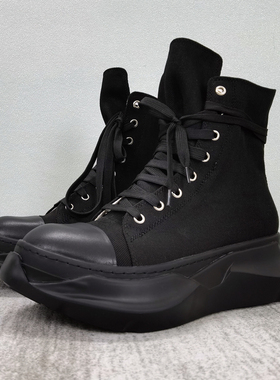 新款ro高帮鞋男松糕底增高厚底板鞋运动休闲短靴子帆布鞋马丁靴潮