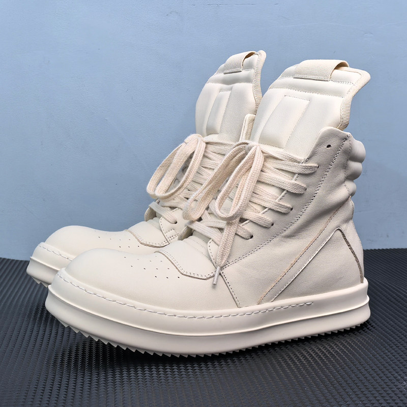 thumbnail for RO shoes inverted triangle high-top shoes men's genuine leather heightened milk fragrance thick-soled casual high-street sneakers big hook short boots women's fashion