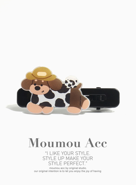 卡通少女心边夹可爱狗狗发夹亚克力刘海碎发鸭嘴夹子头饰原创发饰