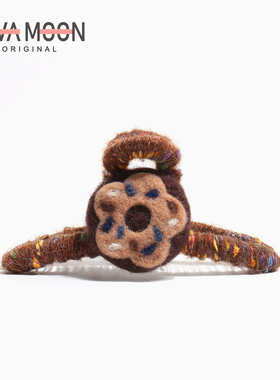 可爱甜甜圈毛线抓夹发量多鲨鱼夹萌趣头饰创意发抓后脑勺夹子发饰