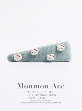 可爱猫咪植绒发夹刘海侧边碎发BB一字夹边夹精致小巧头饰发饰