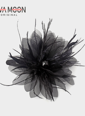 高级ins风边夹女黑色鸵鸟毛复古羽毛侧边发夹BB夹网红超仙发卡子