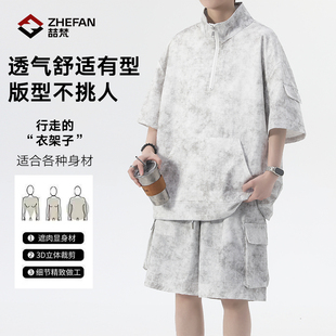 夏季新款运动休闲套装短裤短袖青少年男百搭舒适潮流