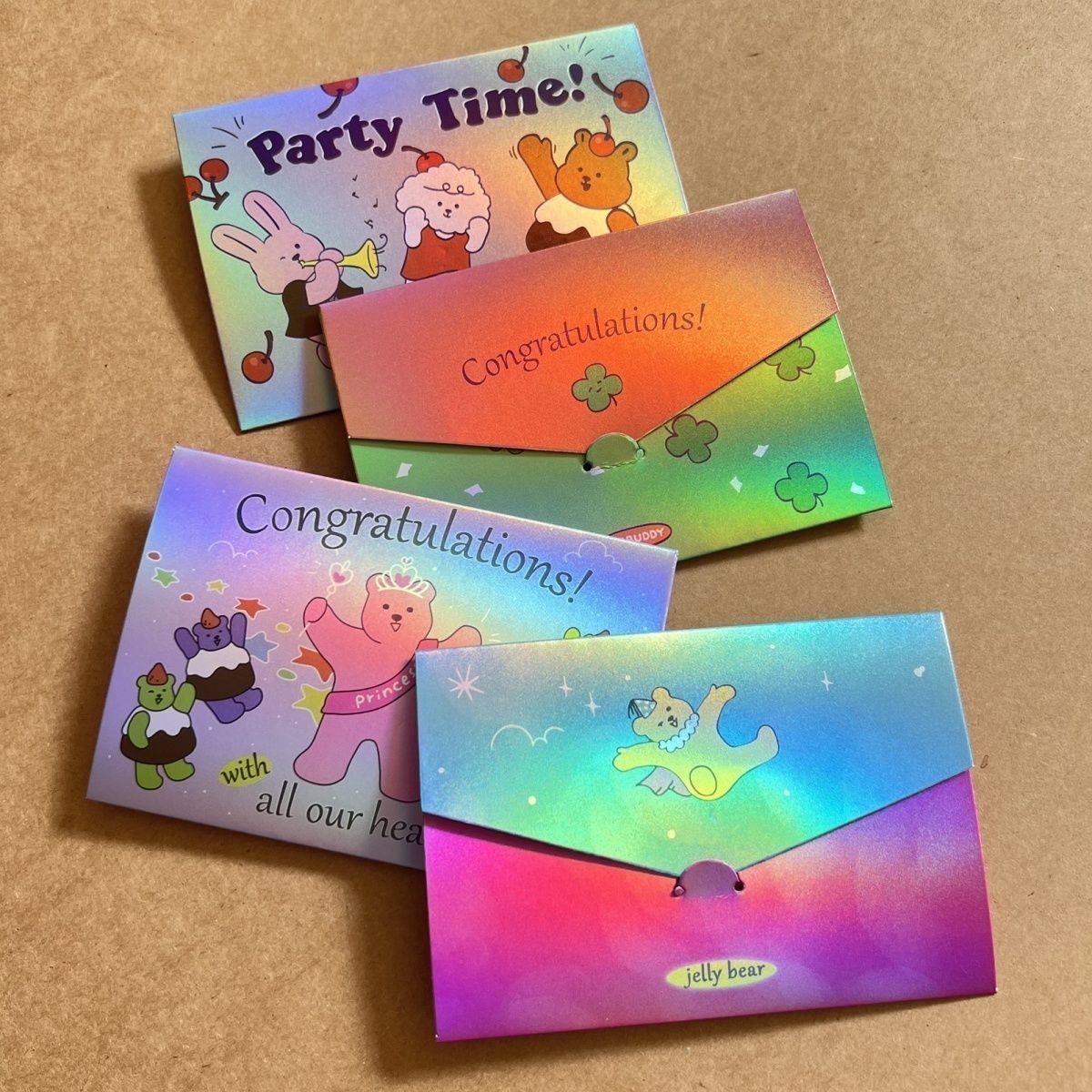 韩国dailylike同款小熊镭射贺卡