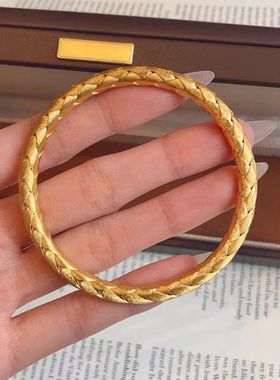 足金999水贝拉丝编织古法黄金手镯手链女版时尚送女友2026新款