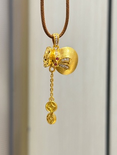 足金999套链新款上市福袋和田玉圆珠黄金吊坠流苏葫芦挂坠送礼