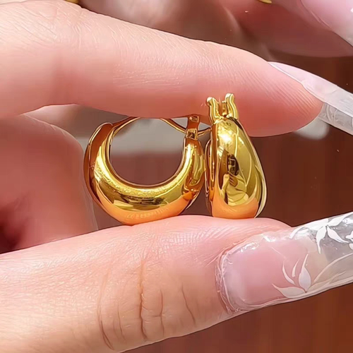 足金999U型耳钉5D爆款水贝黄金送女朋友礼物2026新款