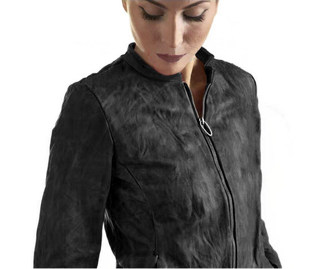 皮匠门 MEN+英国植鞣绵羊皮衣女夹克 修身复古机车情侣LM1009A