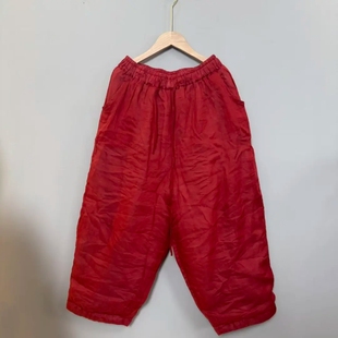 老爹棉裤 纯色苎麻夹棉宽松舒适轻薄口袋哈伦裤 子837 新款 2025冬季