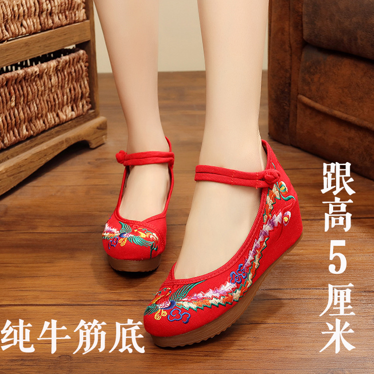 民族风圆头透气松糕底老北京布鞋