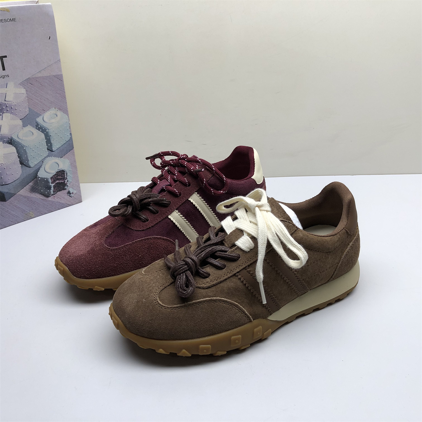 专柜撤柜真皮女鞋休闲秋冬爆款拼色网红款德训鞋轻便磨砂牛皮板鞋