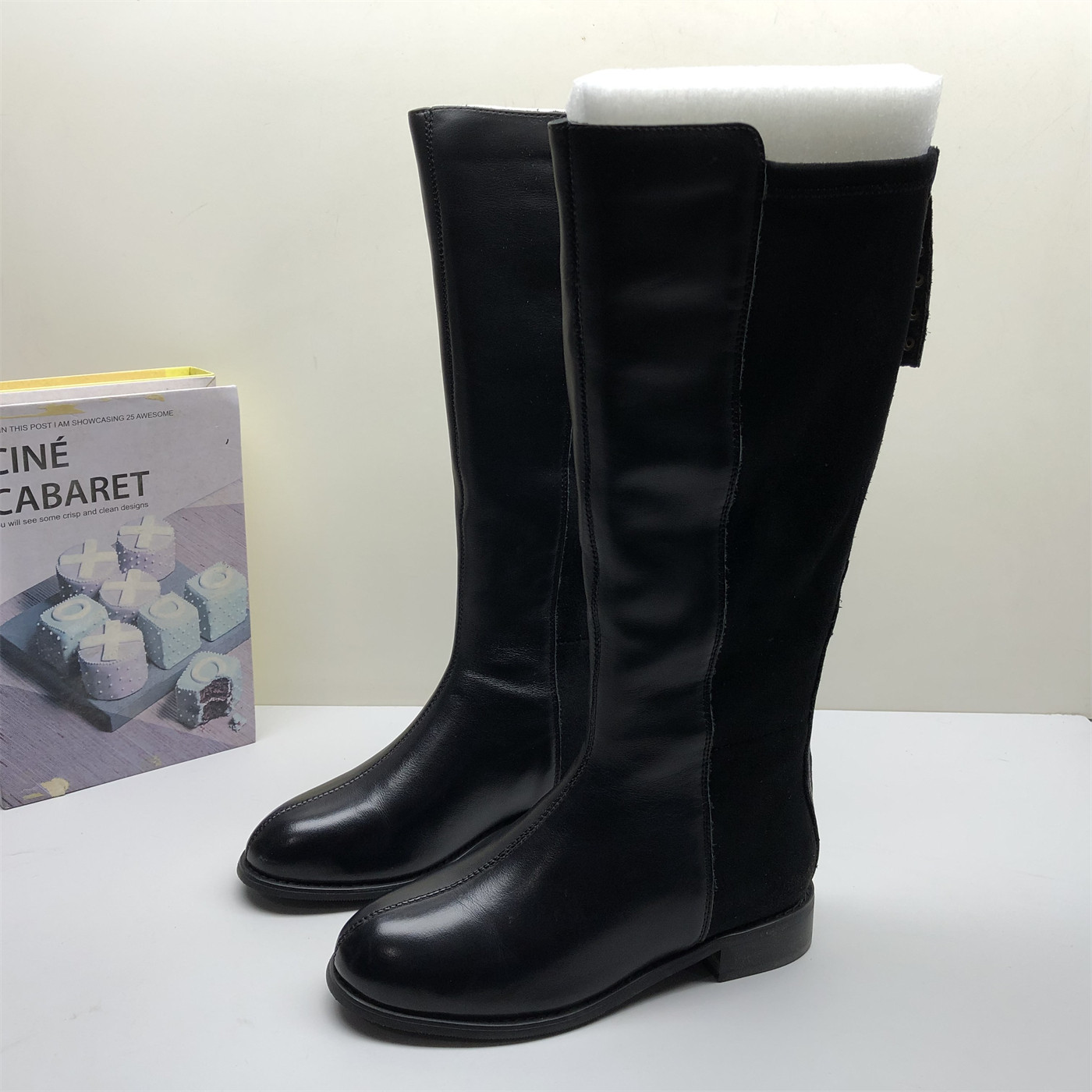 35码专柜撤柜真皮女百搭黑色长筒靴女冬季加棉圆头后拉链骑士靴,女鞋,马丁靴,淘宝优惠券,粉丝福利购,淘宝优惠卷