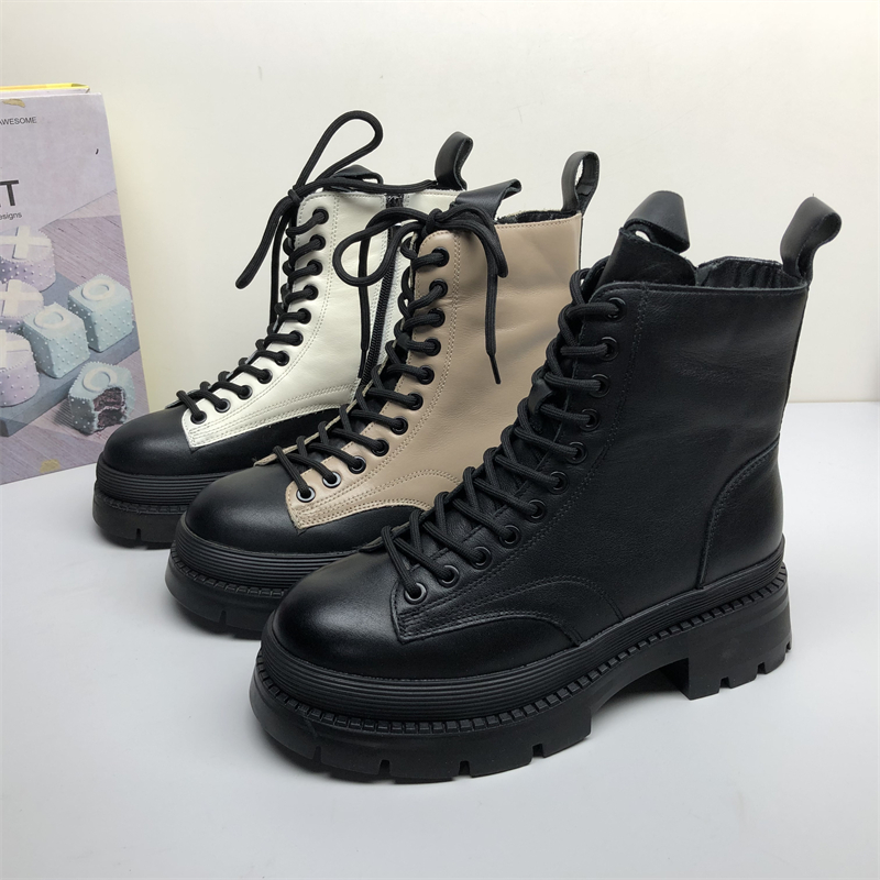 牛皮秋冬新款骑士靴百搭马丁靴