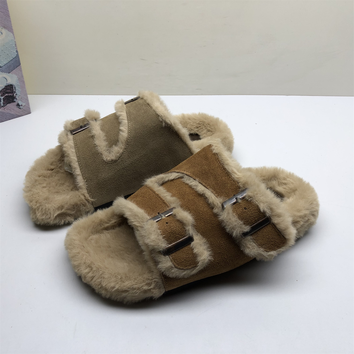 专柜撤柜真皮女鞋厚底毛毛拖鞋女外穿百搭氛围感时尚棉拖鞋女超火