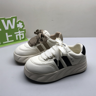 专柜撤柜早春学生小白鞋女百搭丑萌网红爆款松糕厚底运动板鞋面包