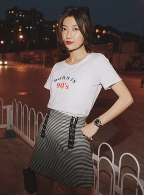 【HSU】savi同款savislook 复古年代简约字母印花纯棉圆领白色T恤