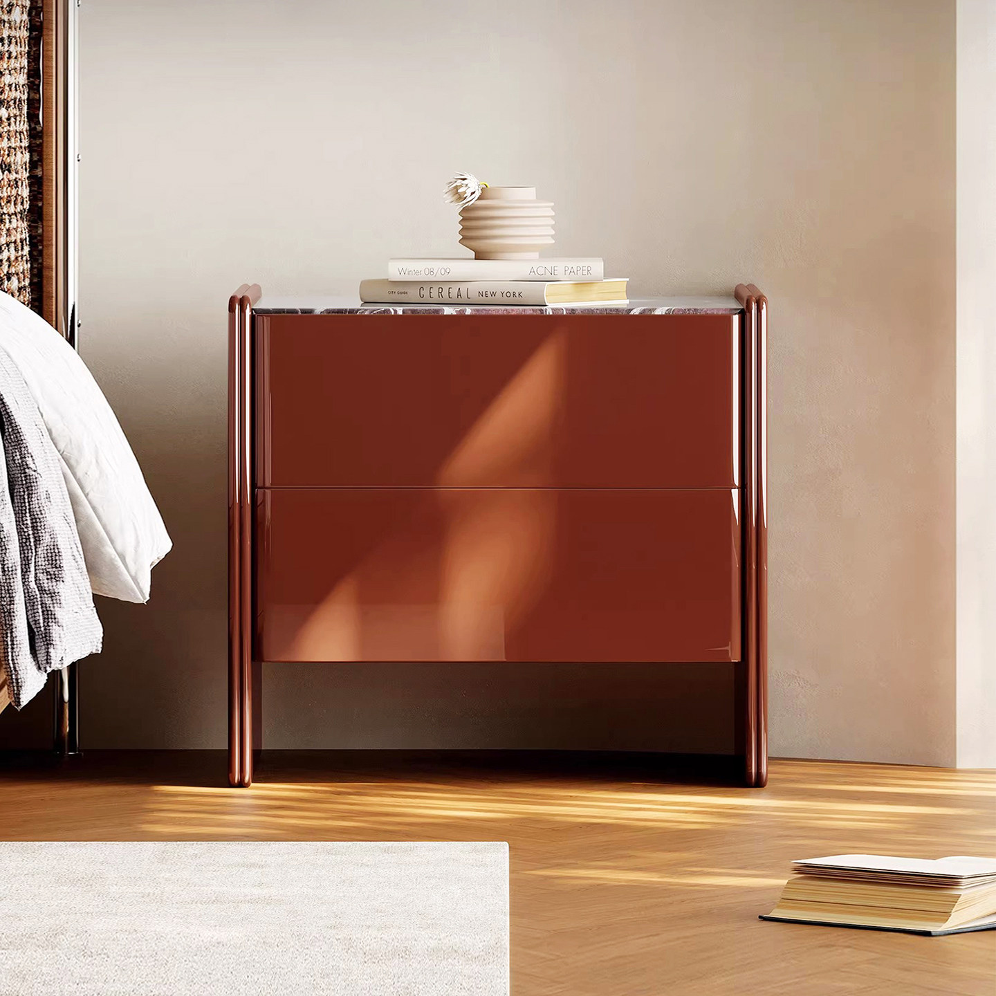 意式轻奢高端大理石床头柜高亮光烤漆新款卧室家用储物收纳小边柜,住宅家具,床头柜,淘宝优惠券,粉丝福利购,淘宝优惠卷