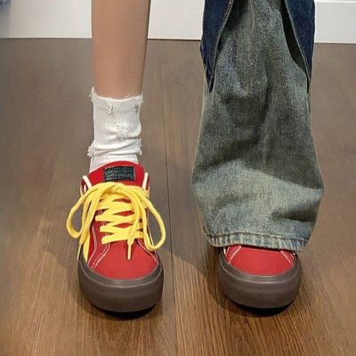 林先叁 美式复古滑板鞋女2025新款港风chic百搭小众设计帆布鞋子
