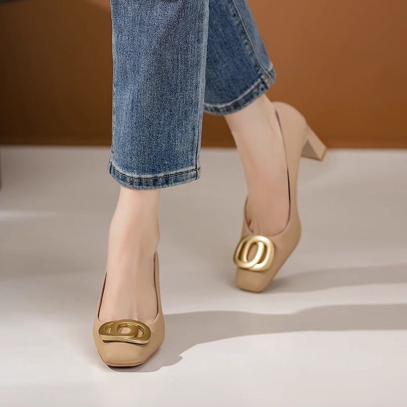 2025春季新款复古法式小皮鞋通勤舒适软底羊皮鞋垫工作鞋透气女鞋