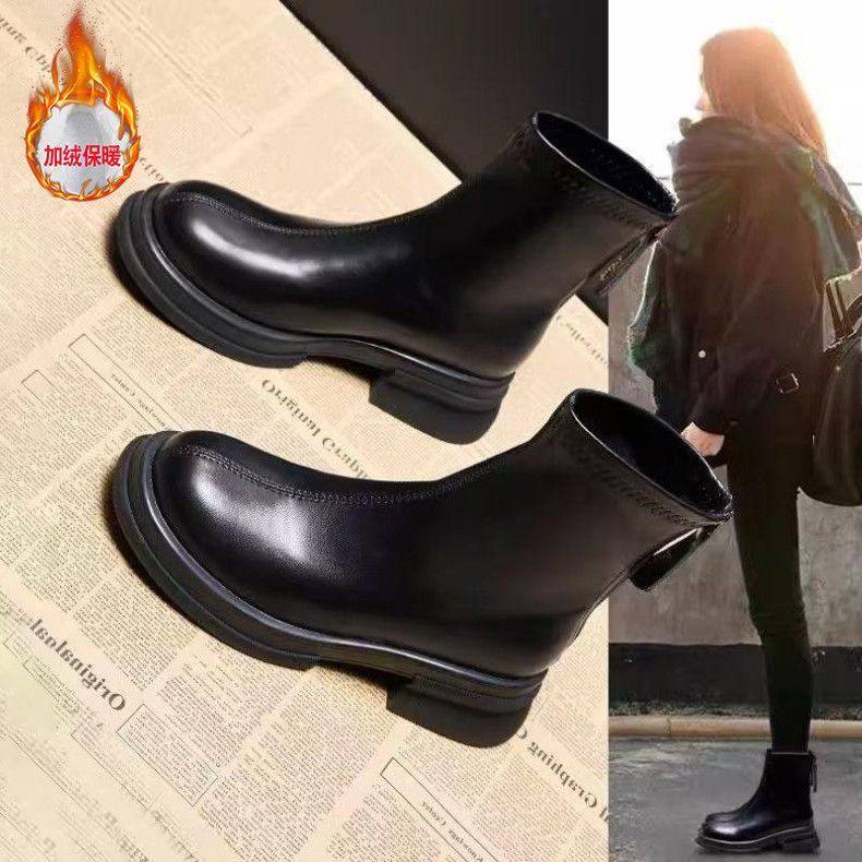 加绒马丁靴女士切尔西靴2025冬季新款英伦风百搭显瘦瘦靴保暖短靴,女鞋,马丁靴,淘宝优惠券,粉丝福利购,淘宝优惠卷