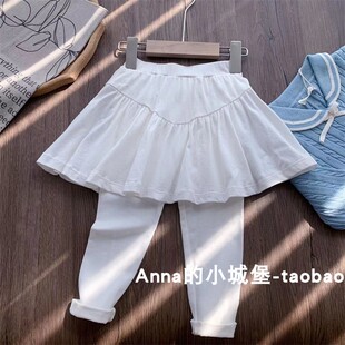 外贸童装女童春季假两件裙裤儿童纯棉打底裤宝宝洋气百搭长裤韩版