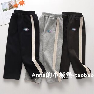 女童裤子春秋新款中大童宽松洋气运动裤儿童休闲直筒裤阔腿裤洋气