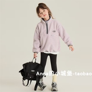 秋冬女童韩版百搭半拉链毛绒卫衣儿童宝宝休闲加厚保暖上衣外套潮