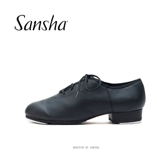 三沙成人踢踏舞鞋黑色系带舞蹈鞋