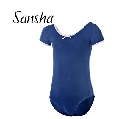 Sansha/三沙儿童练功服短袖芭蕾舞蹈连体服蝴蝶结舞蹈考级服Y1613