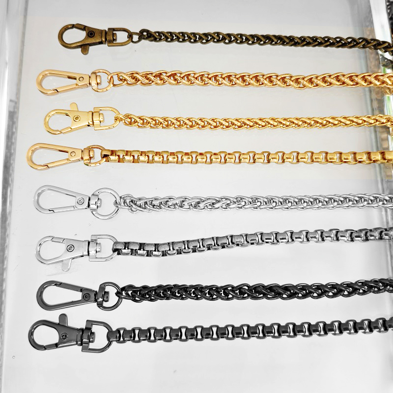 DIY包带子金属链条链女包单肩斜挎包配件金属包钩扣链麻花链方框