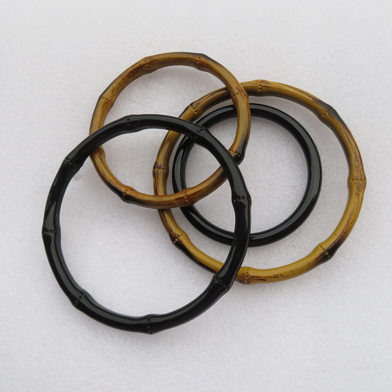 女包拎环配件圆圈环扣子大竹子纹提手手把朔胶圈子包手腕挽黑色