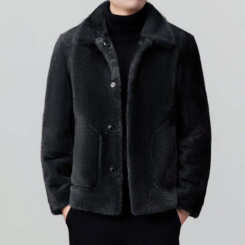 男士水貂绒两面穿皮毛一体外套