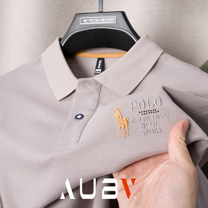 AUBV高端短袖男士polo衫2024新款夏季纯棉高品质宽松商务休闲t恤