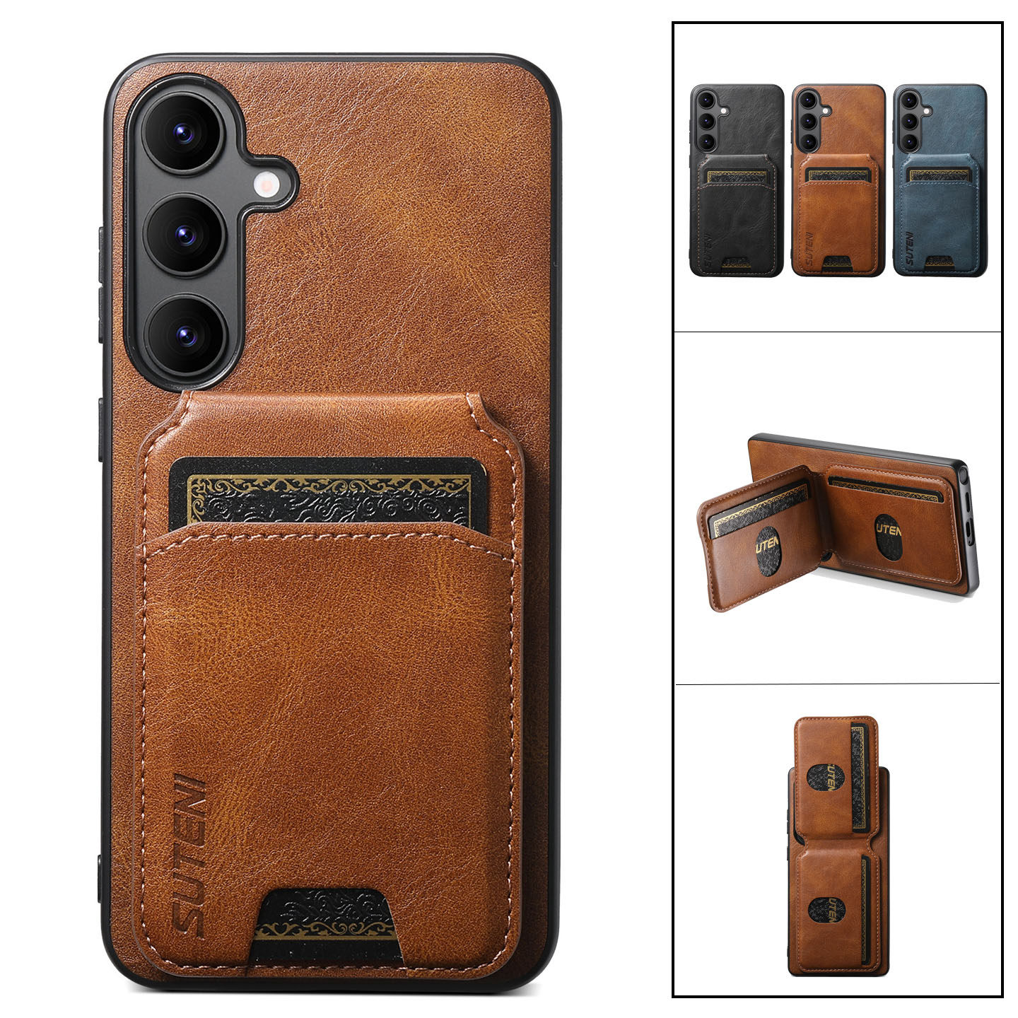 适用三星S26Ultra插卡手机壳S25ultra支架保护壳S24u全包S23u防摔S26plus高档皮套S25+/S24+/S23+新款后盖薄