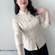 女立领唐装 萱卉原创女装 复古盘扣民国风茶艺服装 新款 上衣女 七分袖