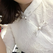 中国风日常新款 修身 复古七分袖 春夏蕾丝旗袍上衣 改良淑女唐装 女