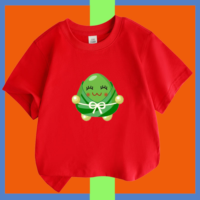 幼儿园纯棉中国风传统文化端午节卡通粽子宝宝短袖T恤衣服儿童装