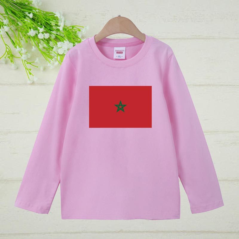 摩洛哥国旗衣服学校运动会班服男女儿童装T恤中小学生表演长袖t