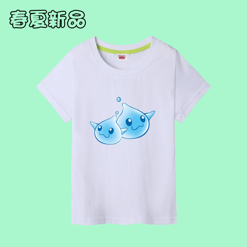 小水滴儿童装白色纯棉上衣服节约用水短袖T恤男女童夏亲子款 半袖