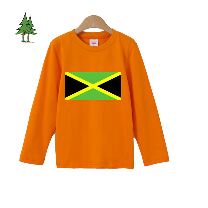牙买加国旗衣服学校运动会球迷男女儿童装长袖T恤学生表演班服