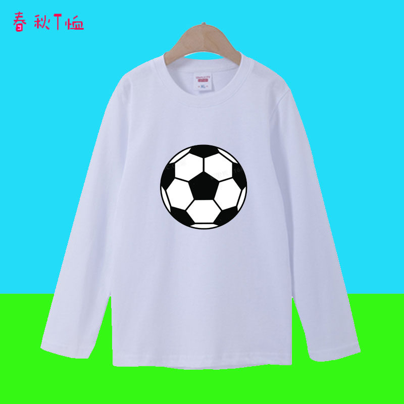 足球图案童装男童春秋长袖T恤夏季中小大童运动上衣儿童学生班服