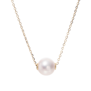 欧诗漫珍珠项链路路通简诺圆形淡水珍珠项链百搭8 9mm银项链