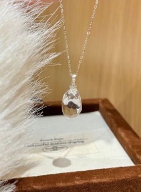 26新款璀璨天然白水晶吊坠水滴s925纯银项链女小众设计感高级锁骨