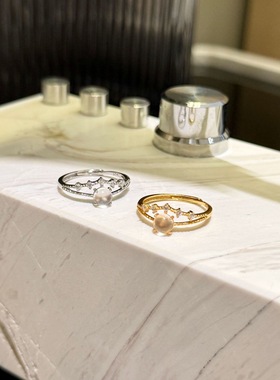 2026新款天然水沫玉闪锆皇冠s925银细戒指女百搭精致轻奢高级指环